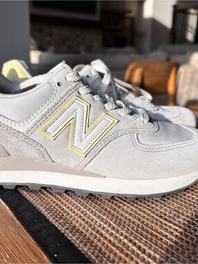 New Balance 574 Cloud White and Yellow retro sneakers